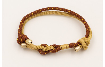 Pulsera cordón retorcido trenzado beige y cordón m