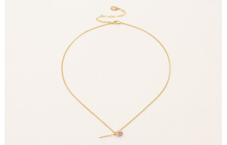 Solitario cadena eslabón pequeña dorada mate con c