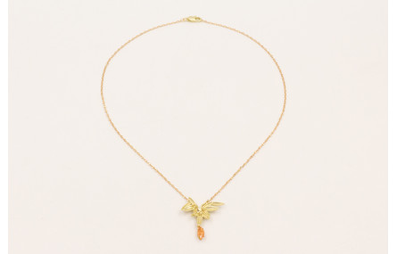 Collar cadena micro ovalo dorado mate con colgante