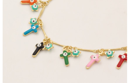Pulsera cadena estrellas con ojos turcos y colgand