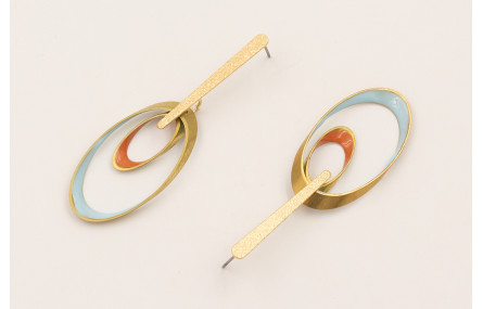 Pendientes lámina satinada con ovalos biselados es