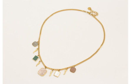 Collar de acero inoxadable con cadena y colgantes 