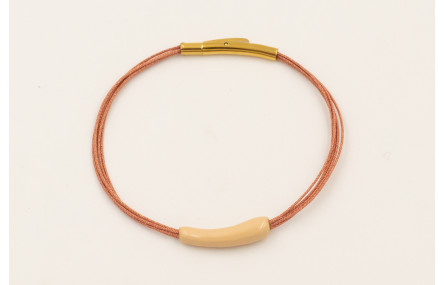 Pulsera hilo metalico oro rosa con tubo curvado ac