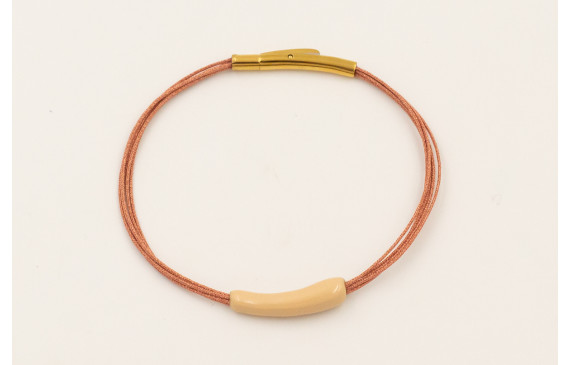 Pulsera hilo metalico oro rosa con tubo curvado ac