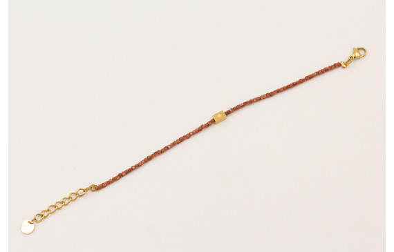 Pulsera con cubo facetado cuarzo marrón con tubo r