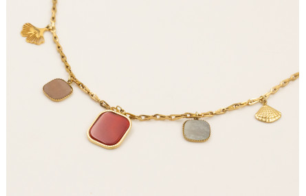 Collar de acero inoxadable con cadena y colgantes 