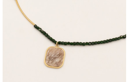 Collar cubos facetados cuarzo verde botella con tu