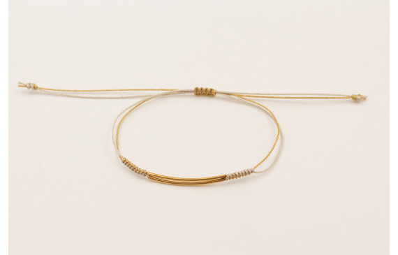 Pulsera nudo serpiente hilo metalicos dorado y pla