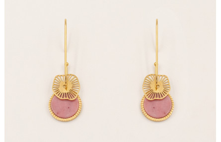 Pendientes gancho semicerrado con colgante piedra 