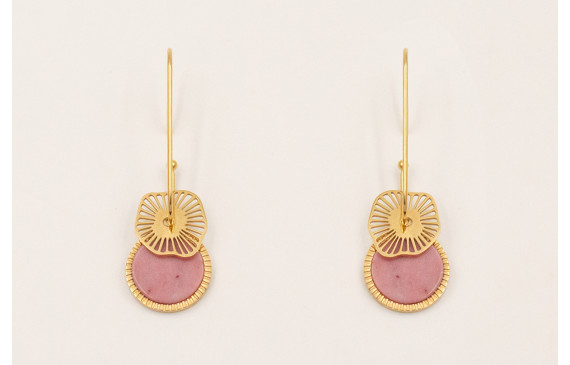 Pendientes gancho semicerrado con colgante piedra 