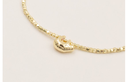 Pulsera hilo macramé lila koala dorado y facetadas