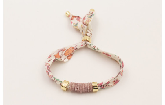 Pulsera lazo liberty ancho estampado flores lilas 