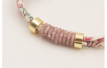 Pulsera lazo liberty ancho estampado flores lilas 