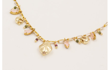 Collar cadena strass cristal rectangular con colga