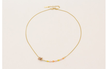 Collar cadena eslabón plano dorada mate con centro