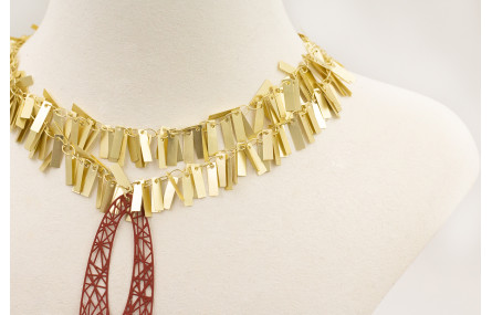 Collar doble cadena rectangulos colgando dorado ma