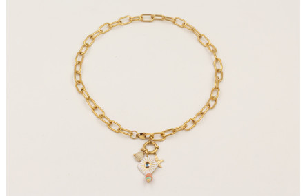 Collar cadena acero inoxidable con colgantes carac