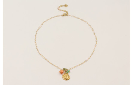 Collar cadena perlitas intercaladas acero inoxidab