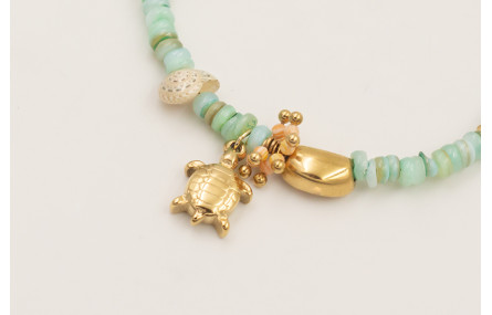 Pulsera discos coral color turquesa, burruño facet