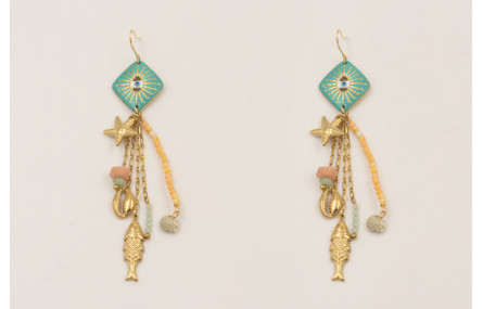 Pendientes acero inoxidable gancho con rombo ojo t