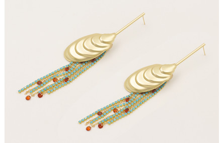 Pendientes listón con colgante concha de mejillón 