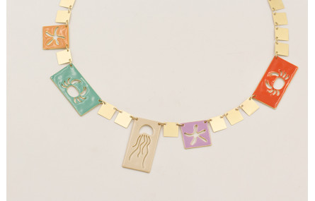 Collar cadena cuadrados colgando con colgantes esm