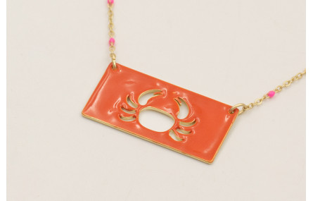 Collar cadena micro esmlate fucsia con colgante re