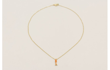 Solitario cadena eslabón pequeño con pez esmaltado