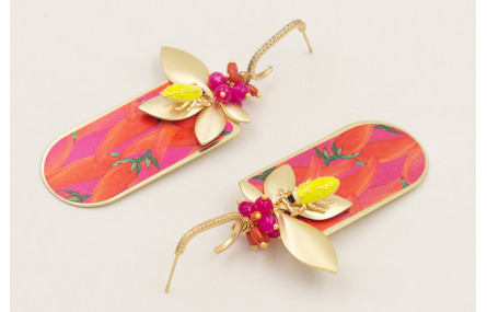 Pendientes perno semo ovalado con brillos colgante