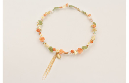 Collar rigido con flores de resina de coral, bolit