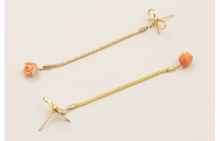 Pendientes lazada con cadena de strass mini crista