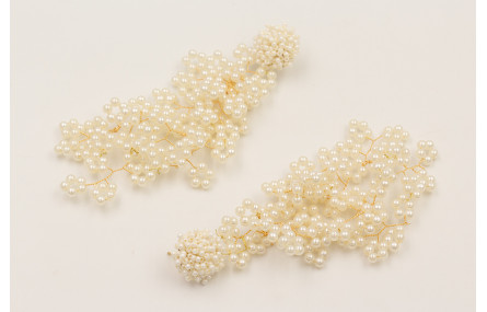 Pendientes ramas de perlas con disco abalorio enga