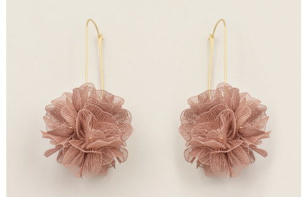 Pendientes eslabón con flores 6 pétalos moldeables