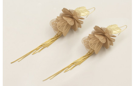 Pendientes perno hoja ovalada con flores moldeable