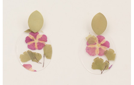 Pendientes perno ovalado dorado mate y lentejuela 