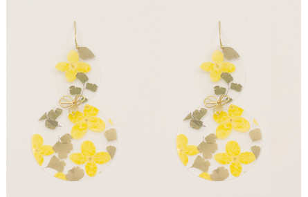 Pendientes gancho, lentejuelas ovalada y disco gra