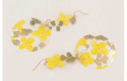 Pendientes gancho, lentejuelas ovalada y disco gra