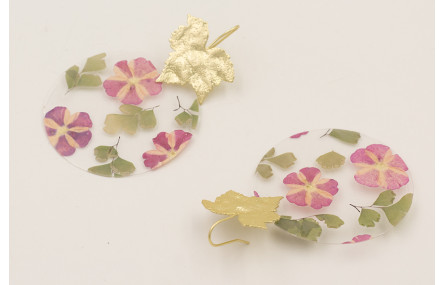 Pendientes perno hoja 5 puntas y disco lentejuela 