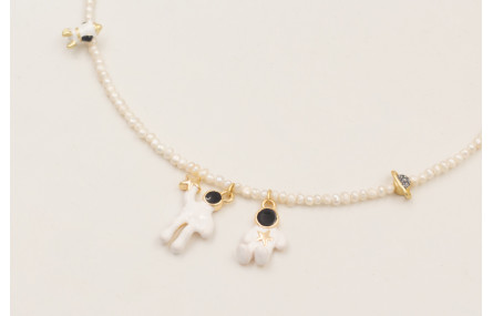 Collar perlas naturales colgantes astronautas estr