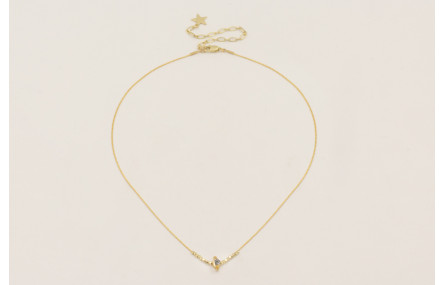 Collar cadena fina dorado con planeta brillos y mi