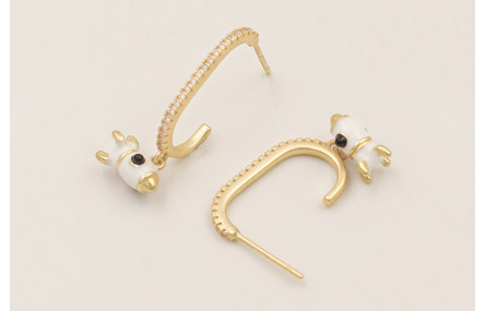 Pendientes colgante cohete esmaltado blanco y negr