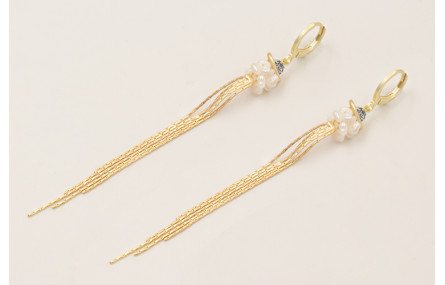 Pendientes cierre aro dorado mate con planeta bril