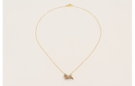 Solitario cadena eslabón pequeño dorado con colgan