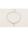 Collar ORO18K con bolas piedra verde opaco,colgant