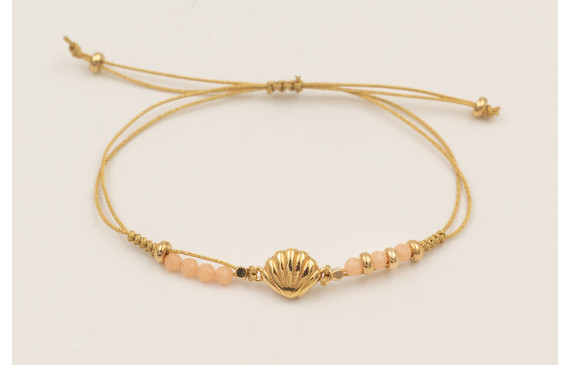 Pulsera ORO18K hilo macramé dorado nudo serpiente 