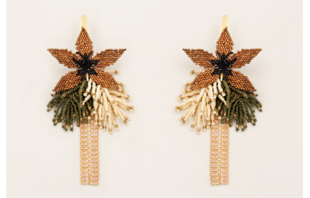 Pendientes perno daga dorada mate con  flor de miy