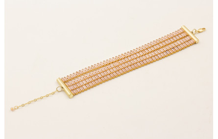 Pulsera 4 vueltas cadena de strass rectangular col