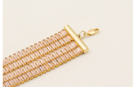 Pulsera 4 vueltas cadena de strass rectangular col