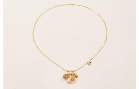 Collar cadena listones dorado mate con colgante ho