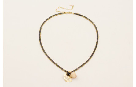 Collar cadena strass rectangular negra con colgant